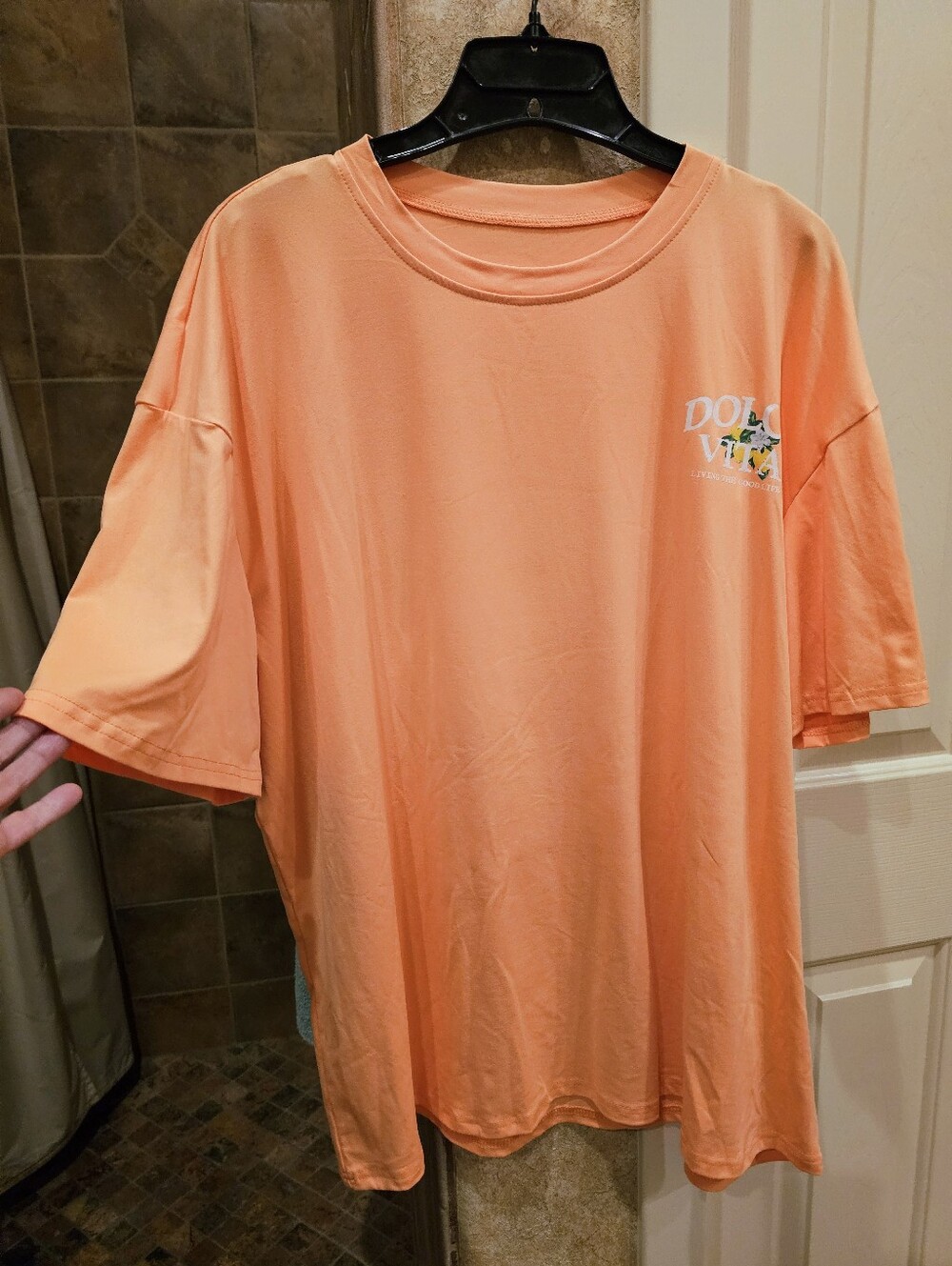 Peach Graphic Tee with Dolce Vita Logo